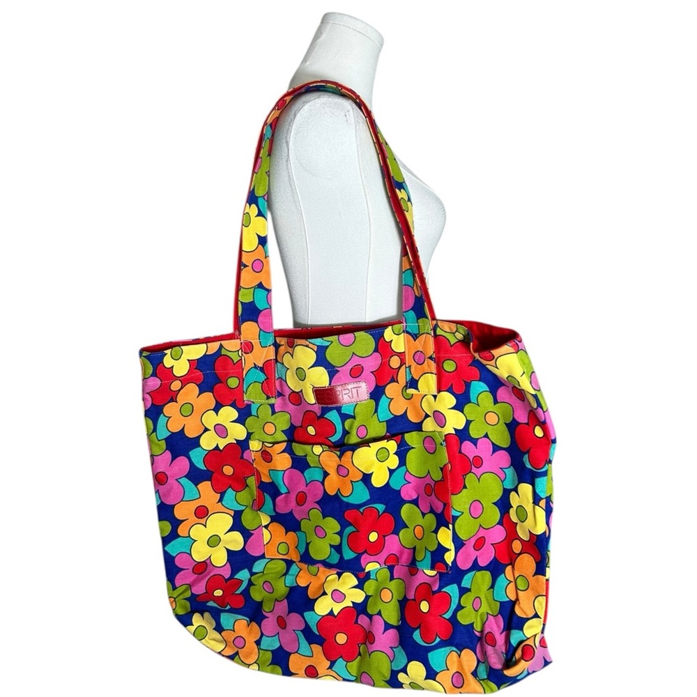 Vintage Esprit Multicolor, Flower Power Large Tote Bag, Festival Fashion, Hippie